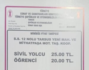 TARSUS’TA DOLMUŞÇULAR TAŞIMAYA ZAM YAPTI